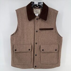 Cripple Creek Vest Mens Medium Brown Wool Quilted Field Outdoor Workwear Barn